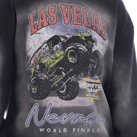 Monster Jam Gravedigger Sweatshirt BOYS SIZE 14-16 Jet Black Mineral Wash NEW - Picture 3 of 7